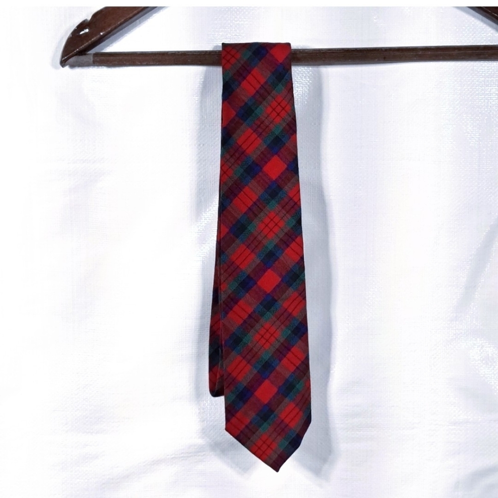 Pendleton Red Tartan Plaid Wool Tie
